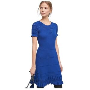 Maeve Anthropologie Blue Promenade Pointelle Dress